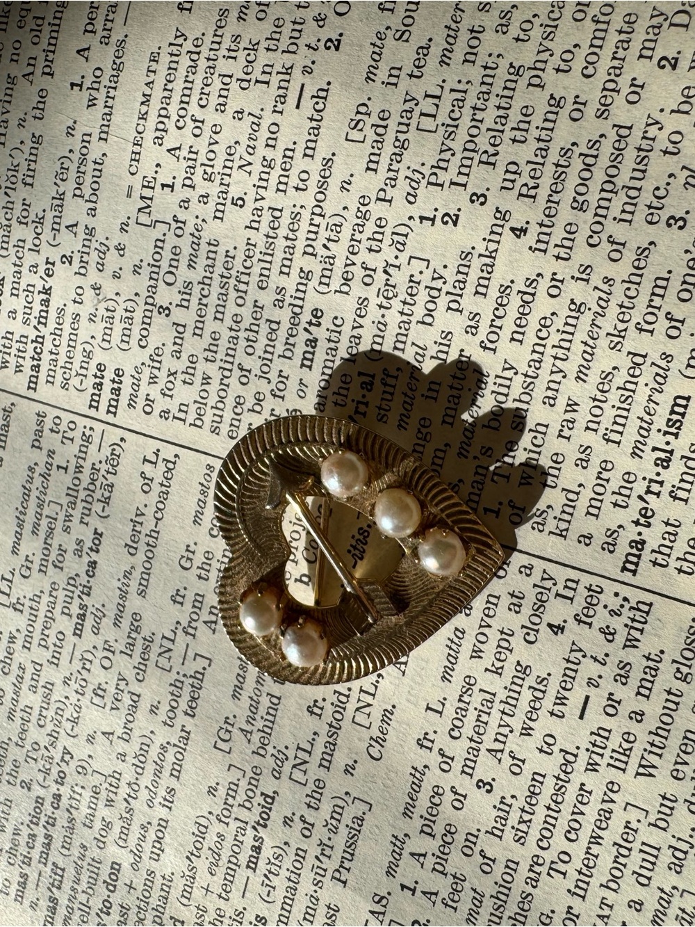 Gold-Tone Heart Pearl Accent Brooch - Women Jewelry
